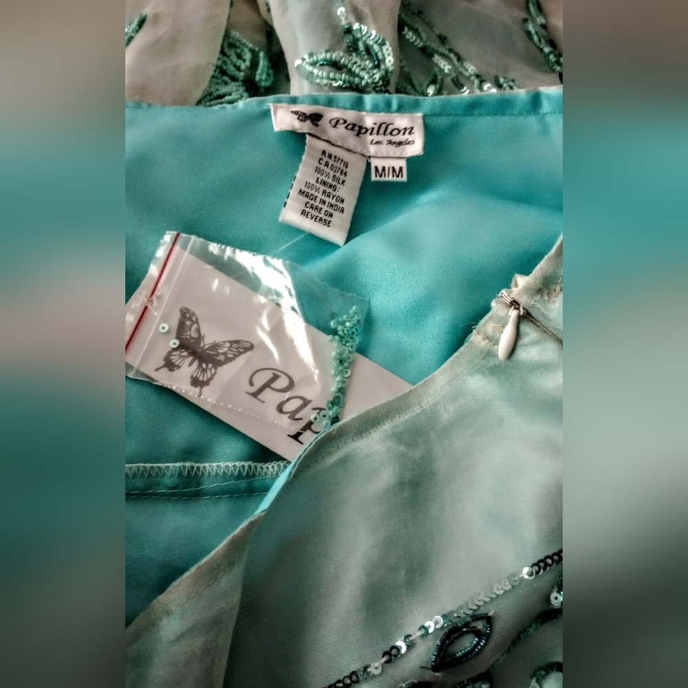 NEW PAPILLON 100%SILK SKIRT, SEQUINS & BEADS, SIDE ZIP, SizeM/M - Picture 4 of 4